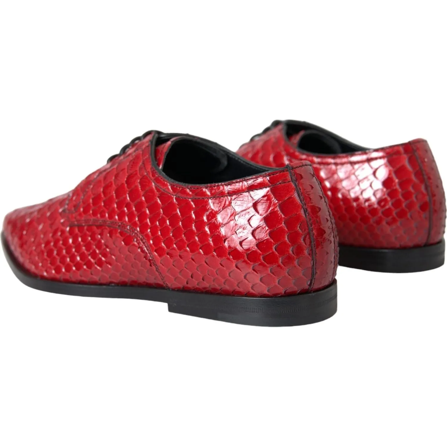 Dolce & Gabbana Red Textured Varnished Derby Men Formal Shoes