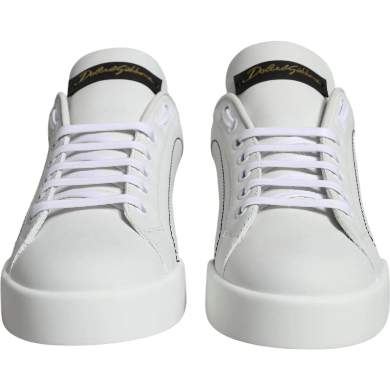 Dolce & Gabbana White Leather Portofino Low Top Sneaker Shoes