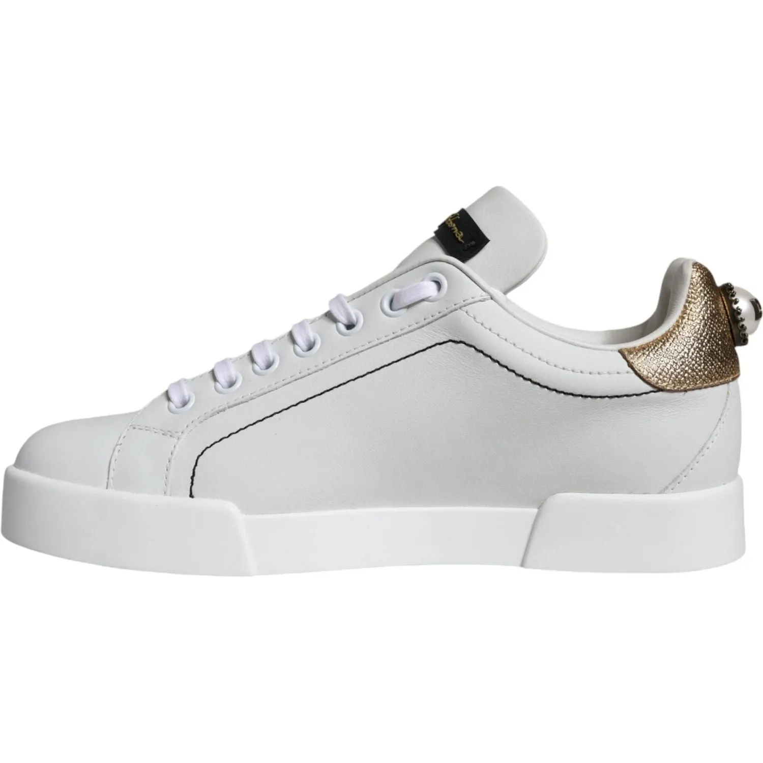 Dolce & Gabbana White Leather Portofino Low Top Sneaker Shoes