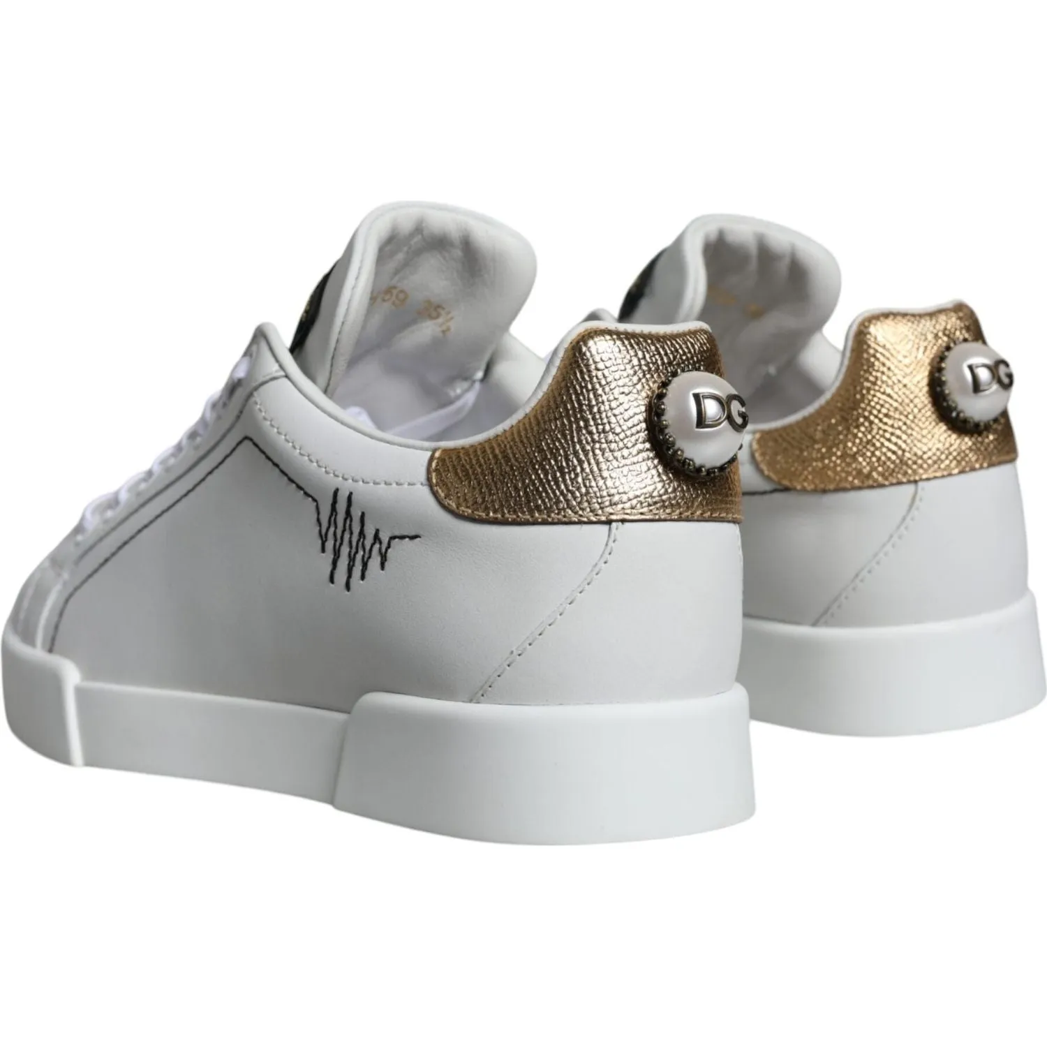 Dolce & Gabbana White Leather Portofino Low Top Sneaker Shoes