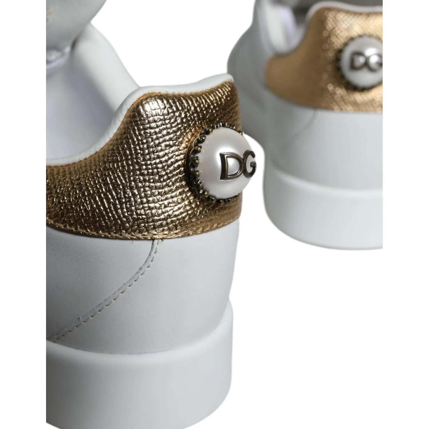 Dolce & Gabbana White Leather Portofino Low Top Sneaker Shoes