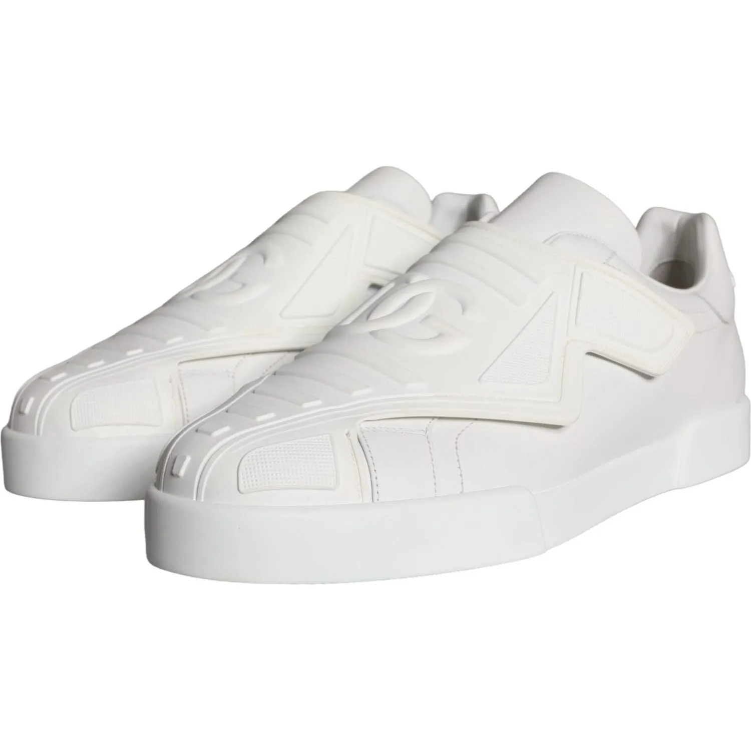 Dolce & Gabbana White Leather Slip On Low Top Sneakers Shoes