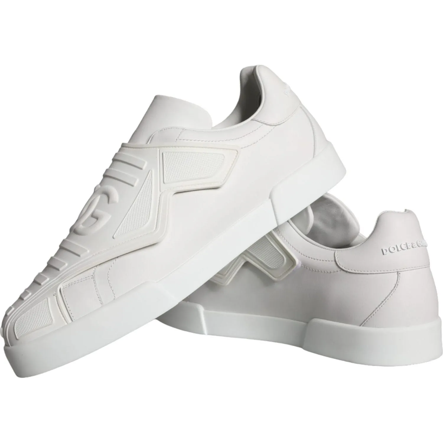 Dolce & Gabbana White Leather Slip On Low Top Sneakers Shoes