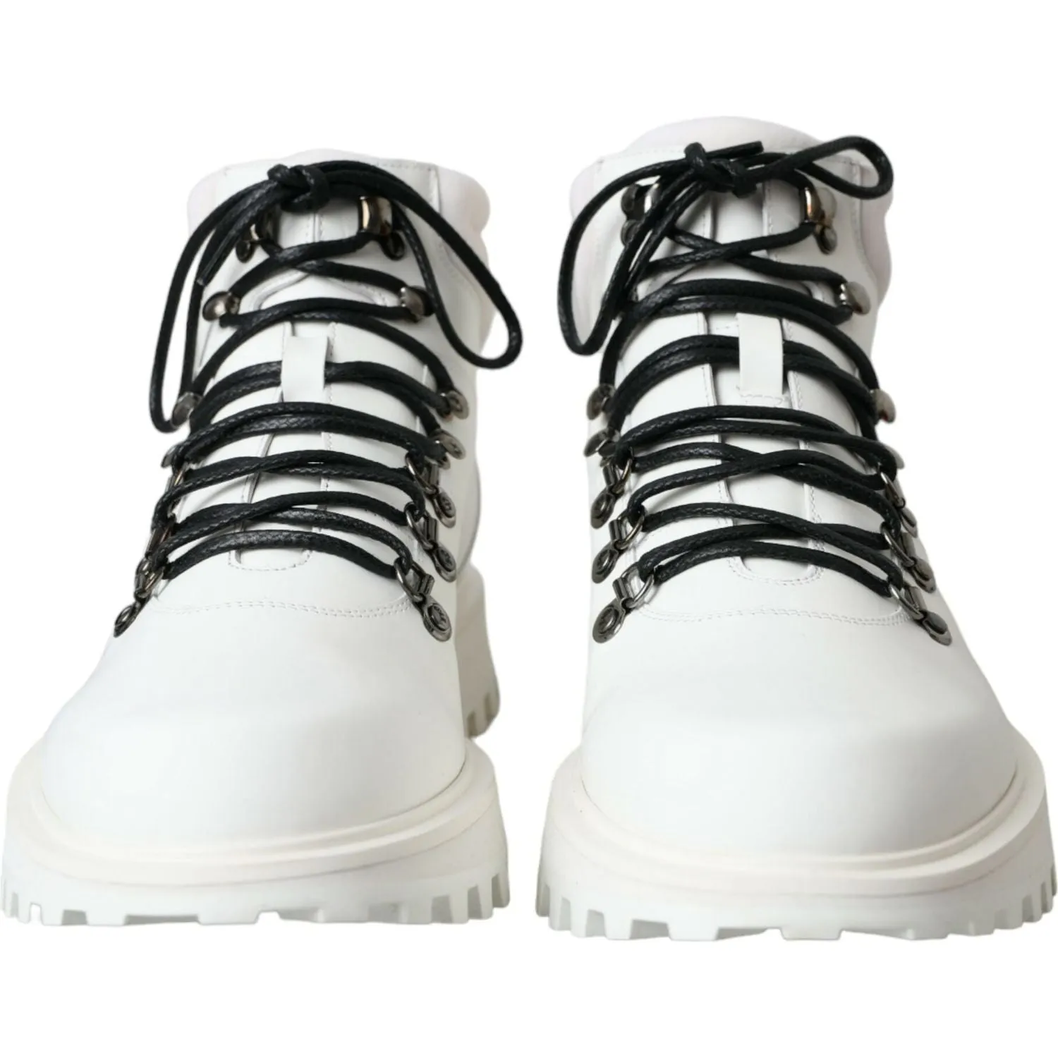 Dolce & Gabbana White Vulcano Trekking Men Ankle Boots Shoes