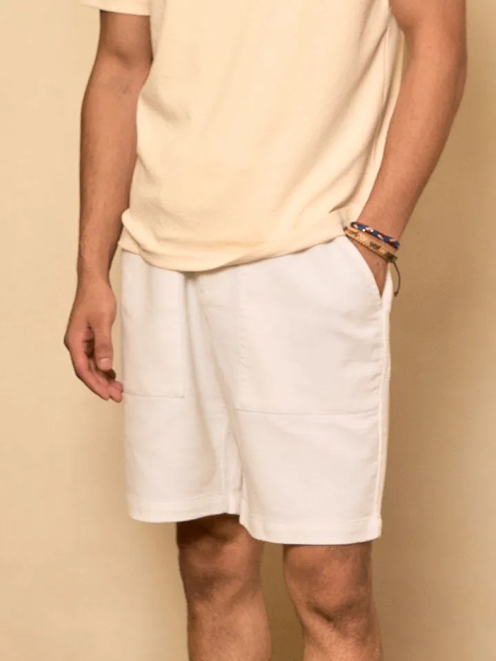 Ecru Woven Dobby Shorts - Shore