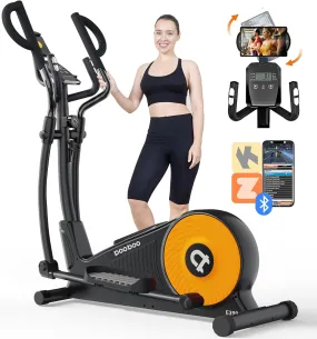 Elliptical Machine, Hyper-Quiet Magnetic Driving System with LCD Monitor 15.5IN Stride, 400LBS Weight Capacity