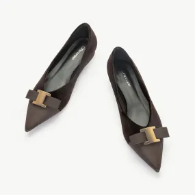 Embellished Velvet Flats Chocolate