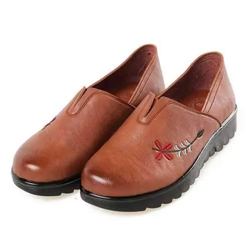 Embroidery Soft Sole Flat Loafers