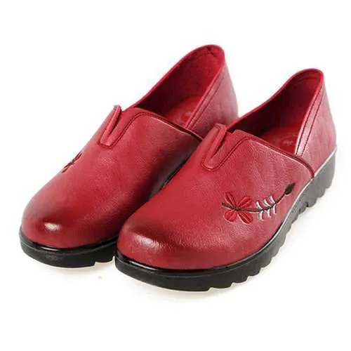 Embroidery Soft Sole Flat Loafers