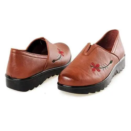 Embroidery Soft Sole Flat Loafers