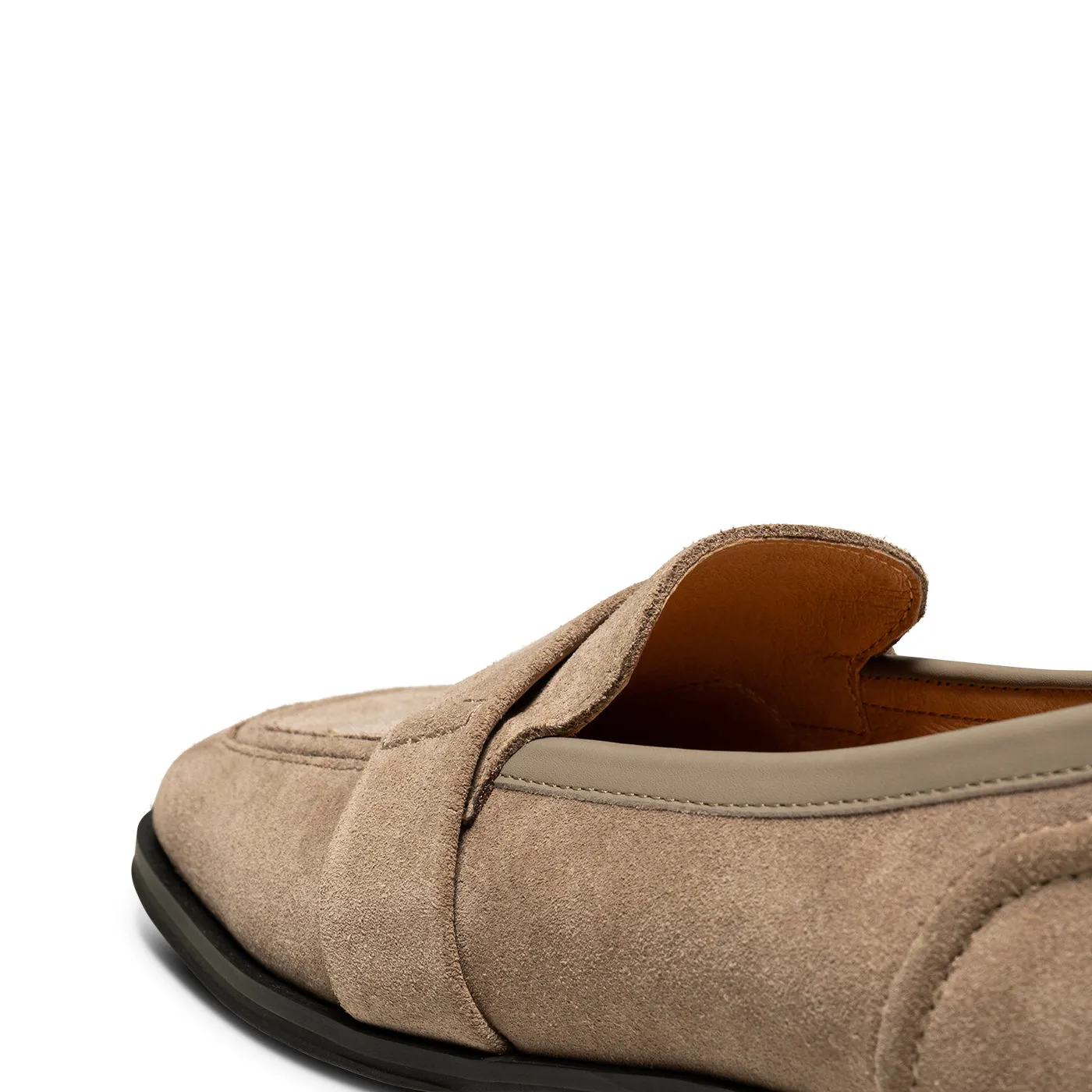 Erika saddle loafer ruskind - TAUPE