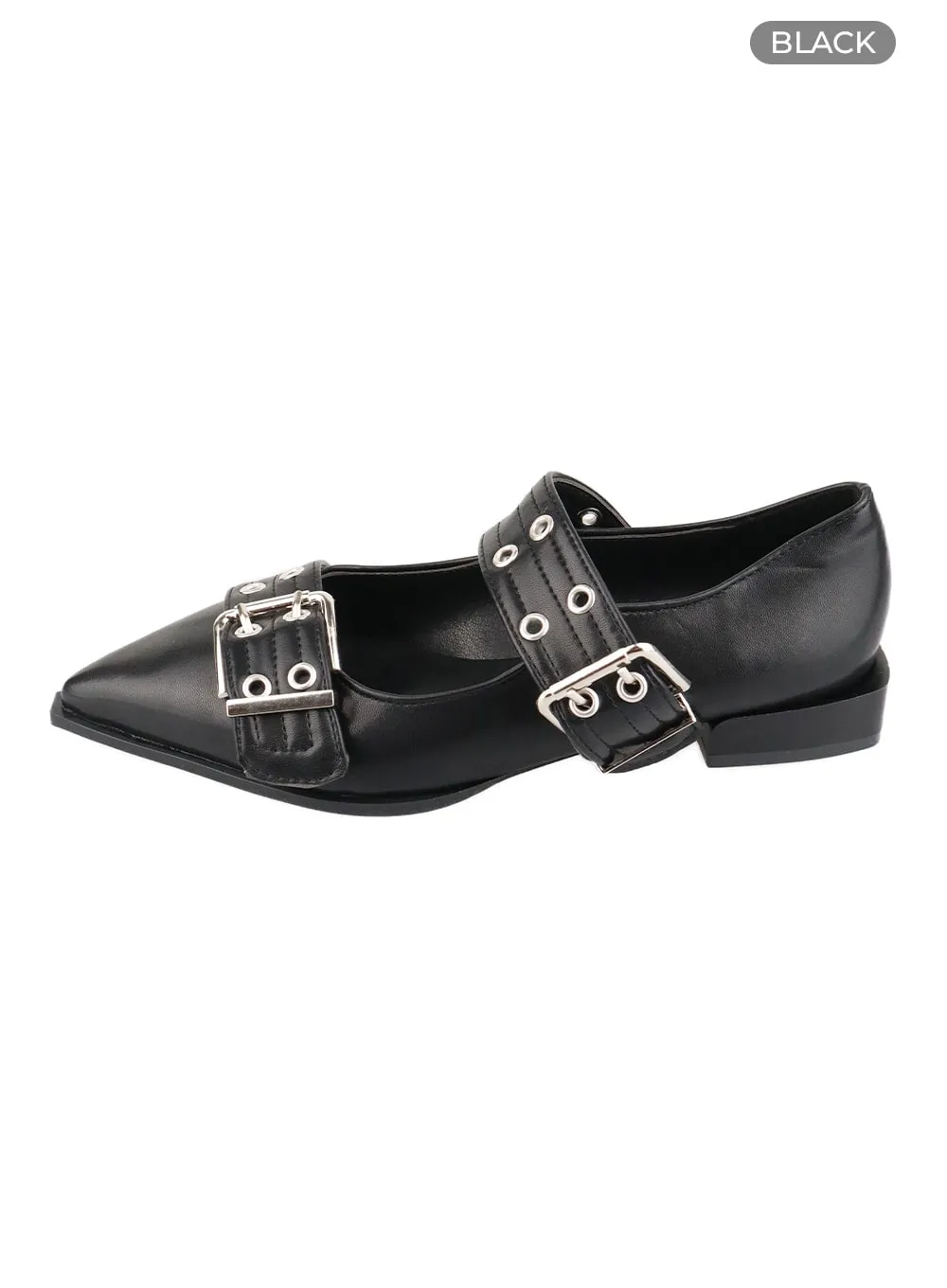 Faux Leather Eyelet Flats CA409