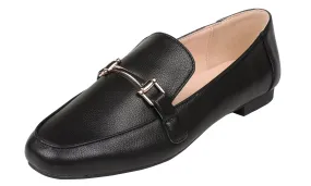 Feversole Women's Fashion Trim Deco Loafer Flats Black Vegan Leather