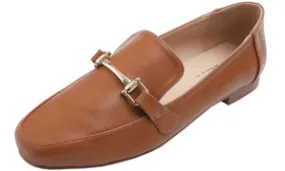 Feversole Women's Fashion Trim Deco Loafer Flats Camel Plain Vegan Leather