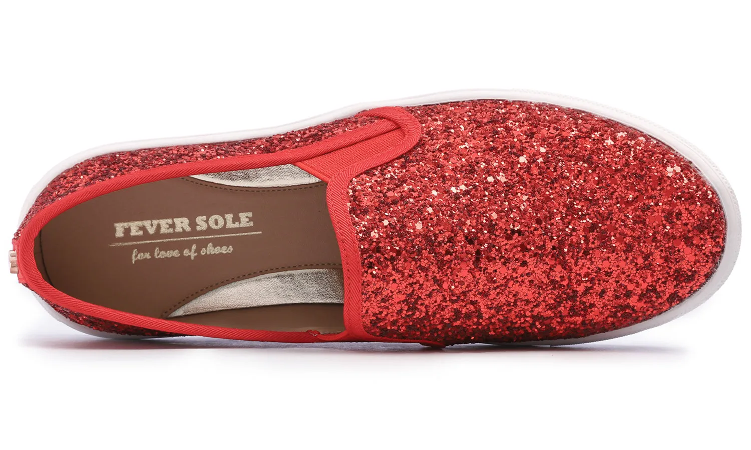 Feversole Women's Glitter Red Slip On Sneaker Casual Flat Loafers