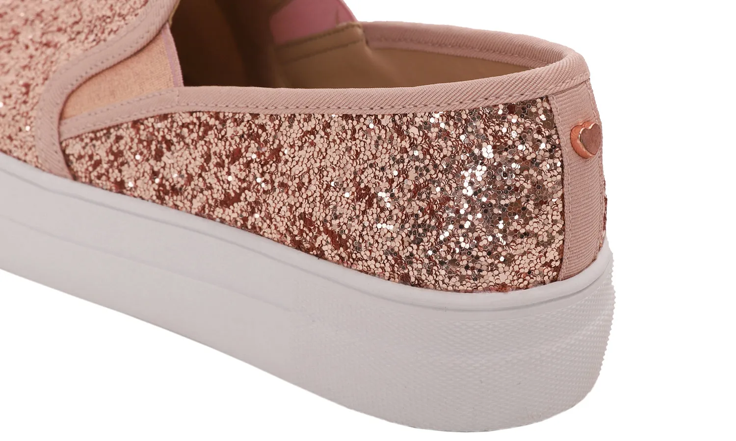 Feversole Women's Glitter Rose Gold Platform Slip On Sneaker Casual Flat Loafers