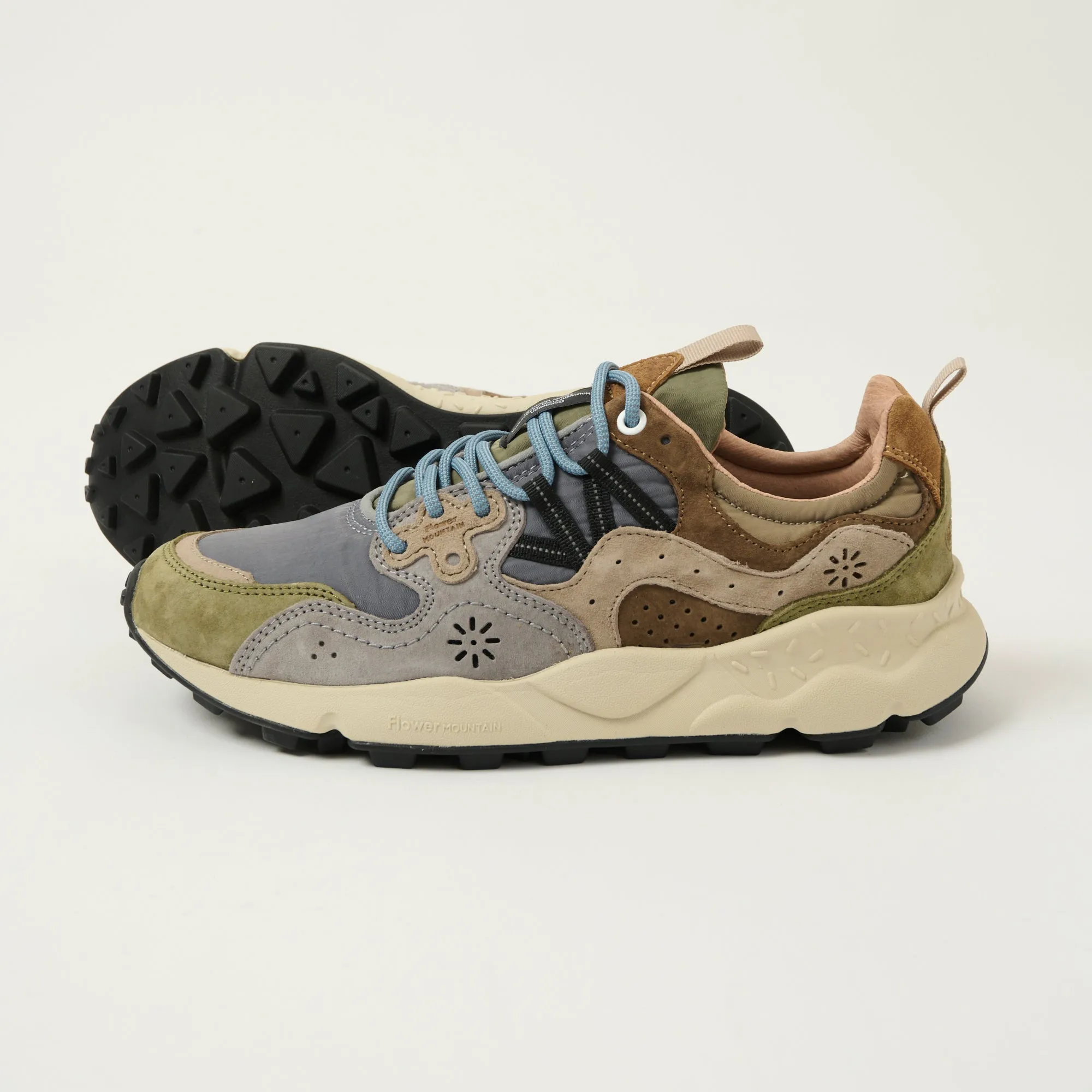 Flower Mountain Yamano 3 Man Suede/Nylon Sneaker -Military/Grey/Light Brown