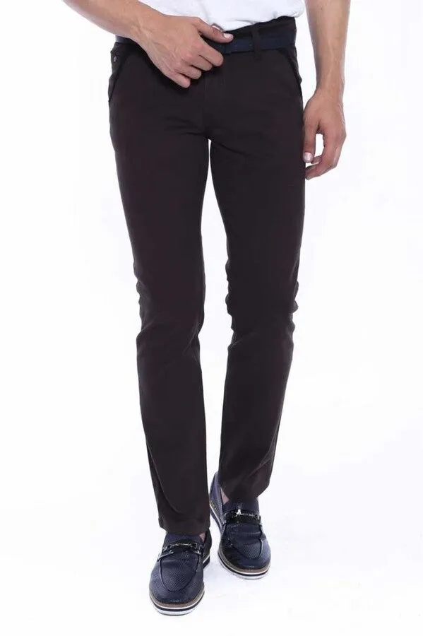 Gabardin Dark Brown Men Pants - Wessi