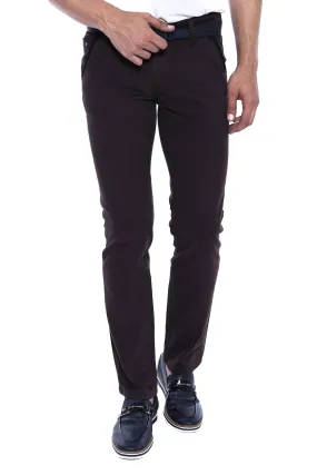 Gabardin Dark Brown Men Pants - Wessi