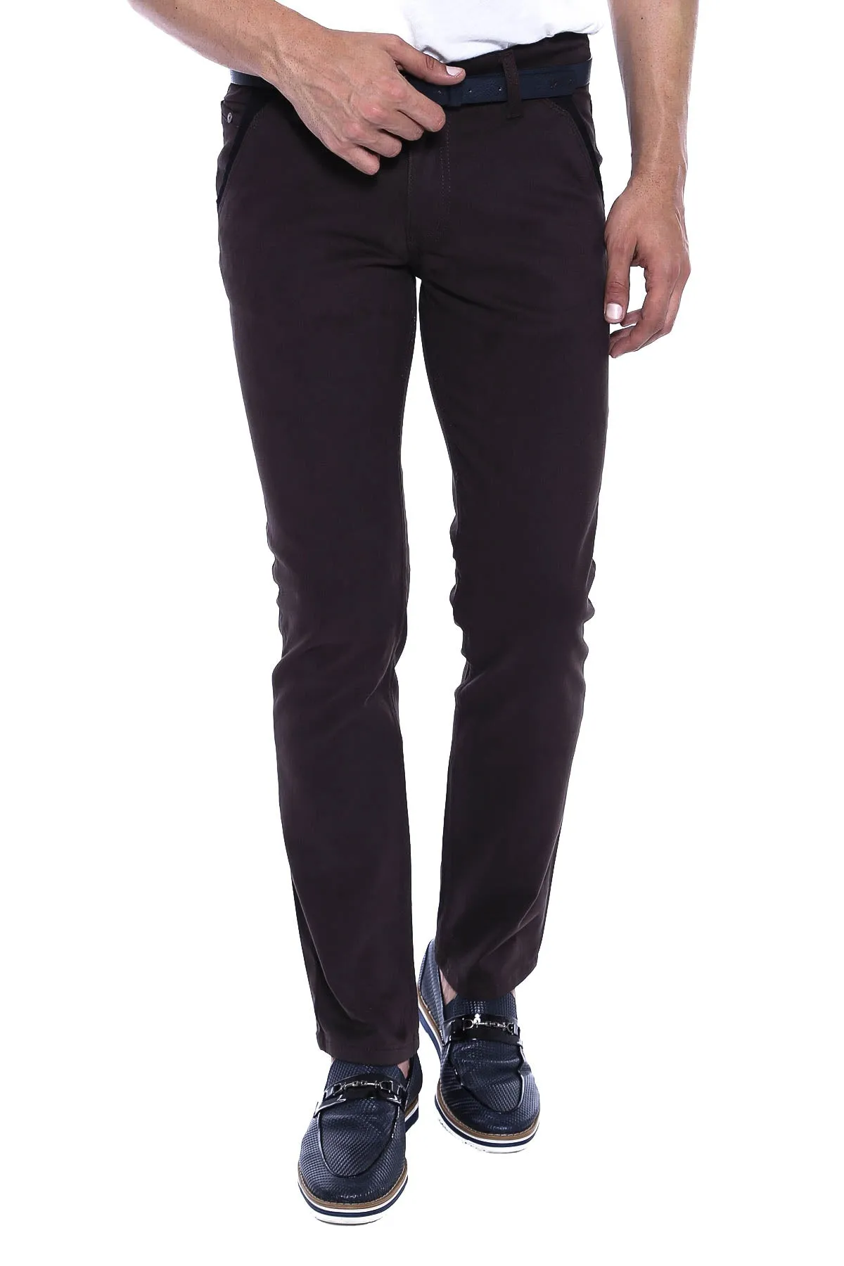 Gabardin Dark Brown Men Pants - Wessi