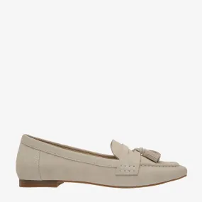 Gemma Stone Suede Loafer with Tassle