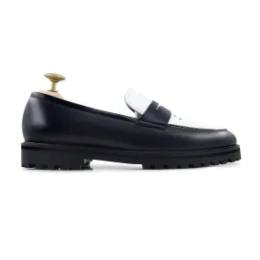 Hobart - Men's Black and White Calf Leather Loafer (Face Edition)