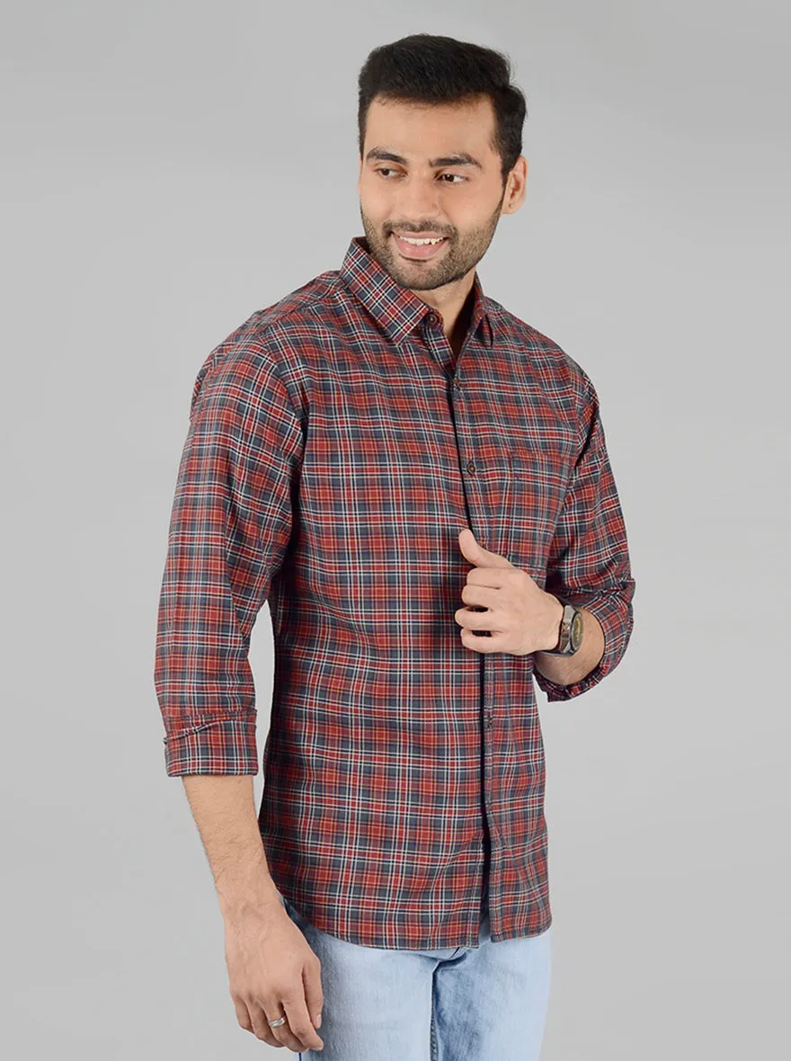 Holly Berry Checked Slim Fit Casual Shirt | Greenfibre