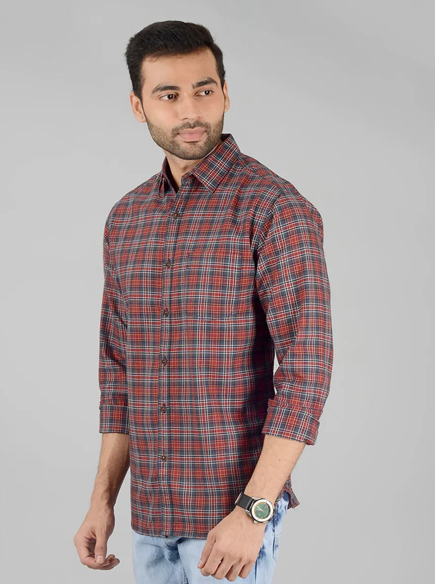 Holly Berry Checked Slim Fit Casual Shirt | Greenfibre