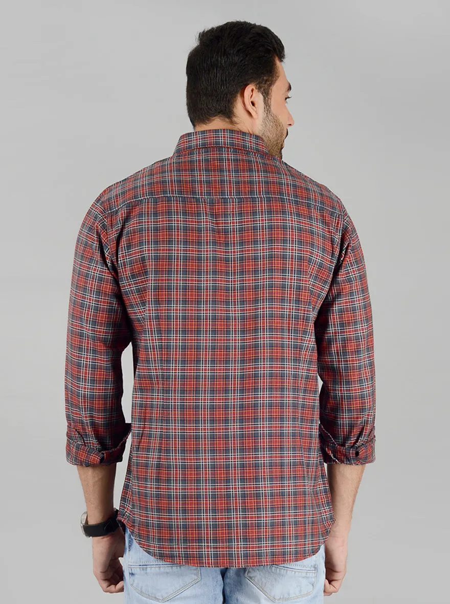 Holly Berry Checked Slim Fit Casual Shirt | Greenfibre