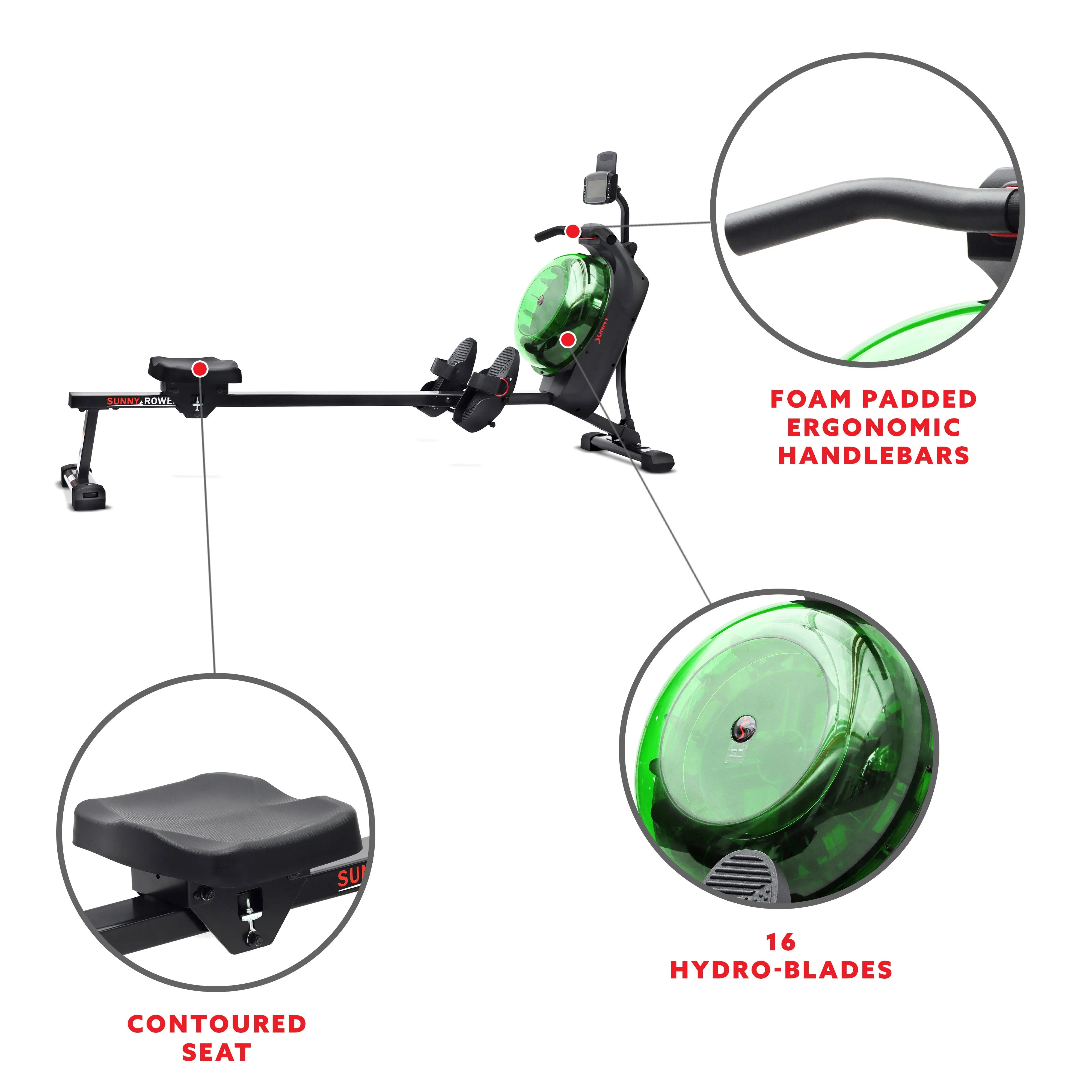 Hydro   Dual Resistance Smart Magnetic Water Rowing Machine