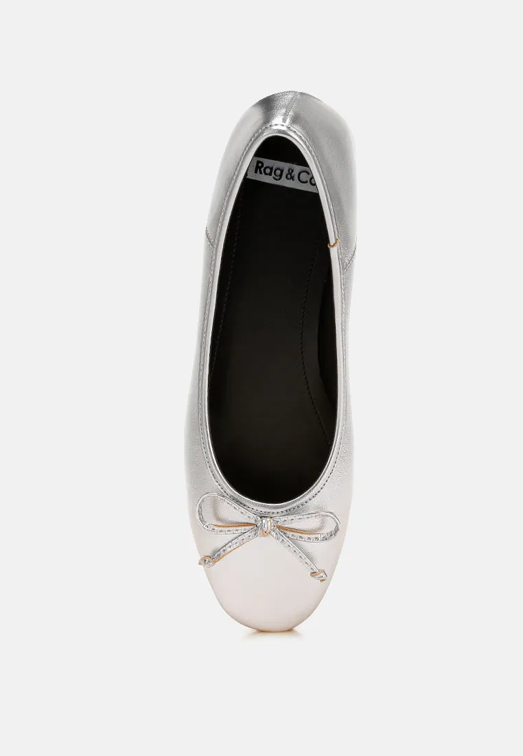 Ipara Bow Detail Metallic Ballerinas