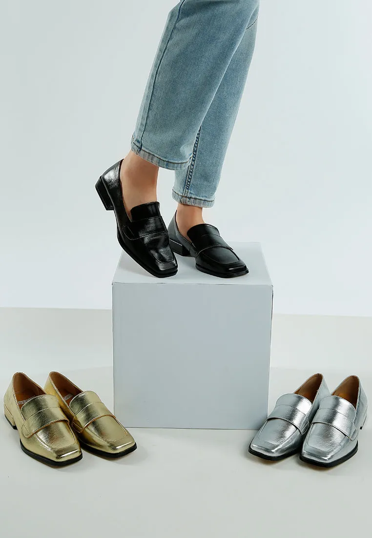 Jongs Metallic Penny Loafers