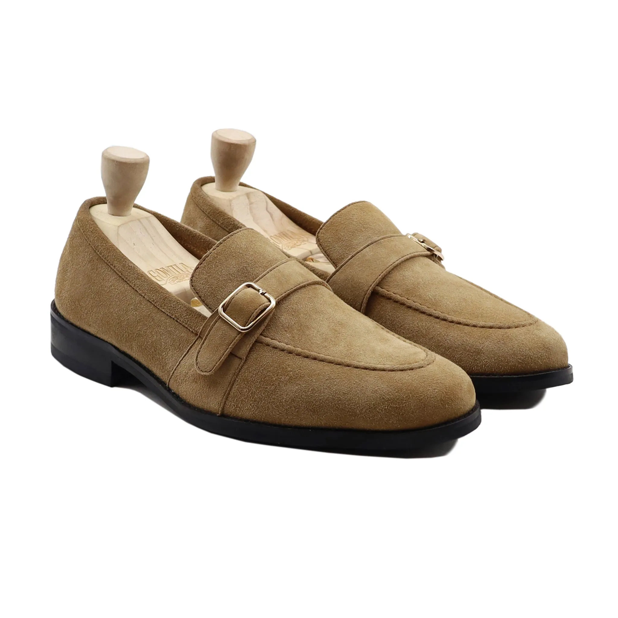 Khajal - Men's Camel Kid Suede Loafer