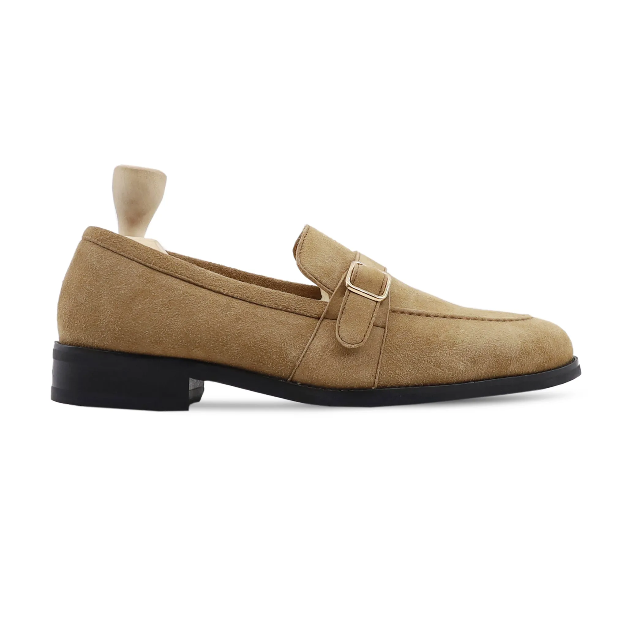 Khajal - Men's Camel Kid Suede Loafer