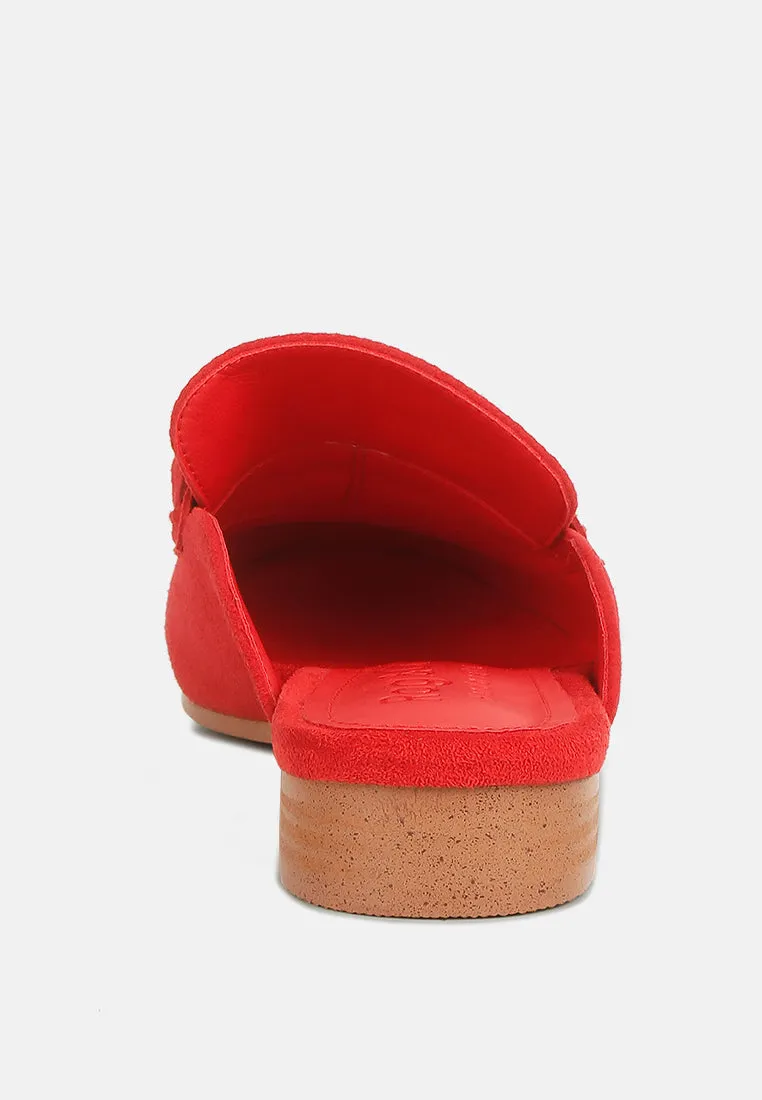 Krizia Chunky Chain Suede Slip On Mules