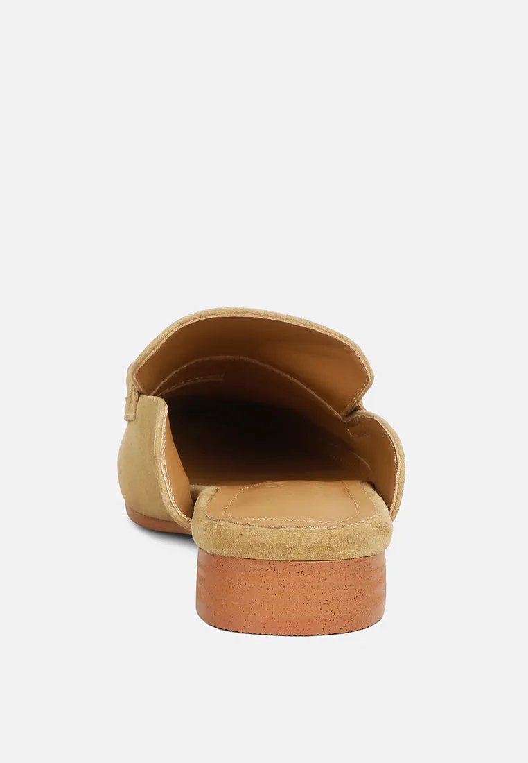 Krizia Chunky Chain Suede Slip On Mules