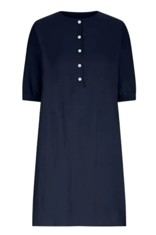 Lantern Sleeve Loose Cotton Linen Pocket Dress