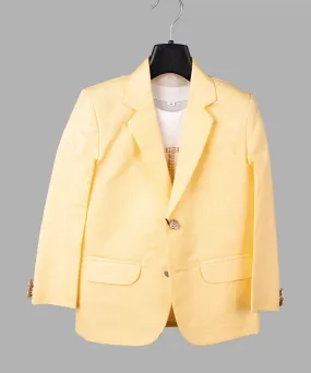 Lemon Yellow Colored Linen Blazer with White T-Shirt