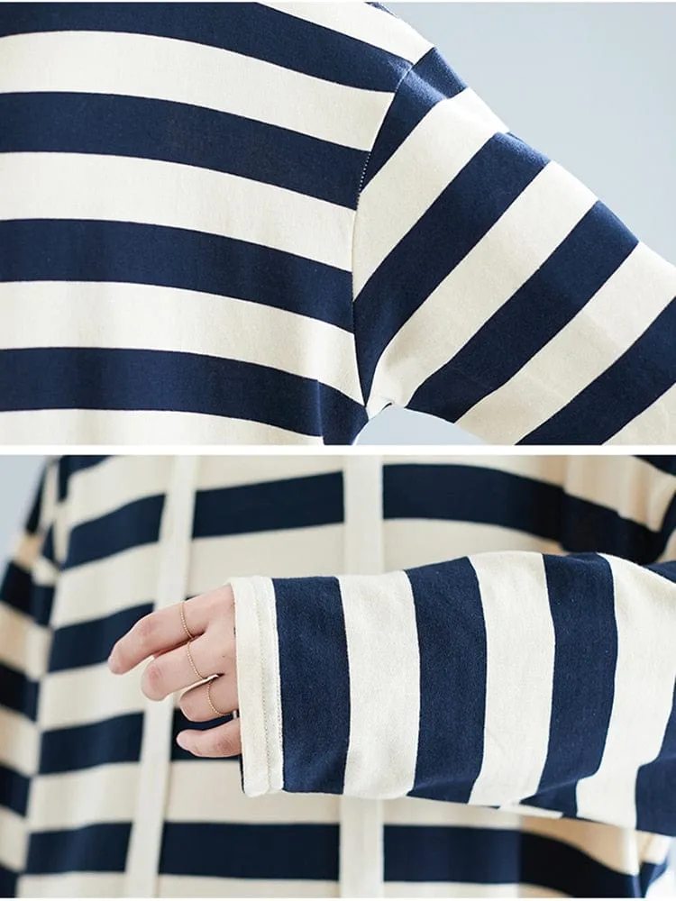 Long Sleeves Striped Midi Dress