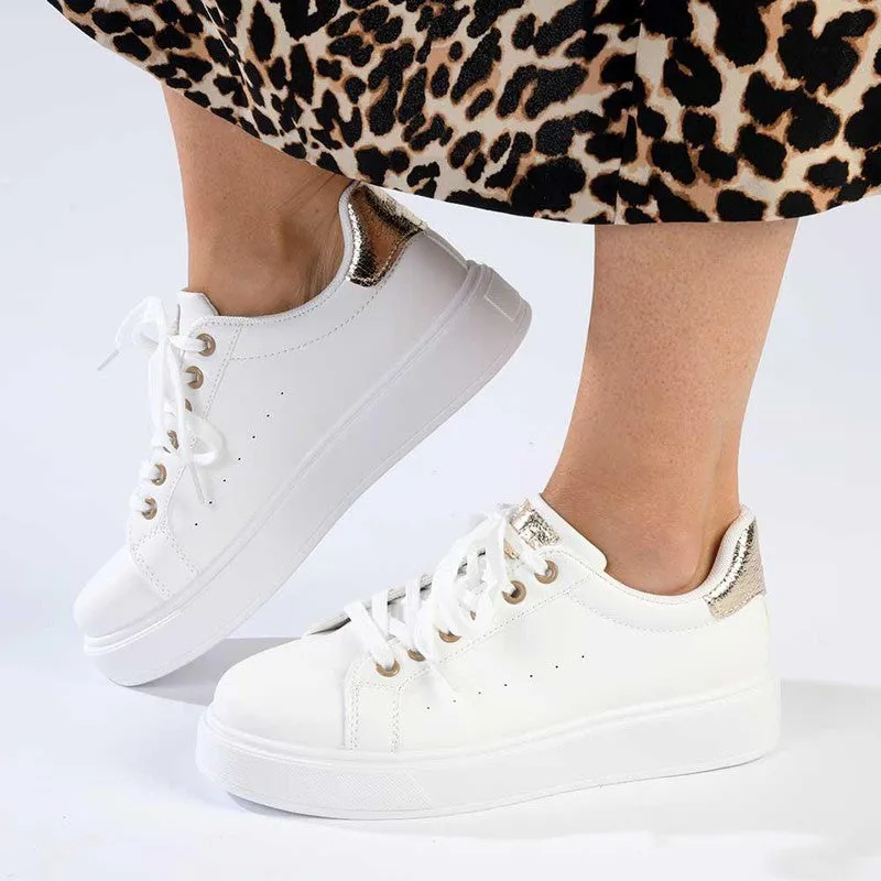 Madison Teagan Fashion Sneaker - White/Gold