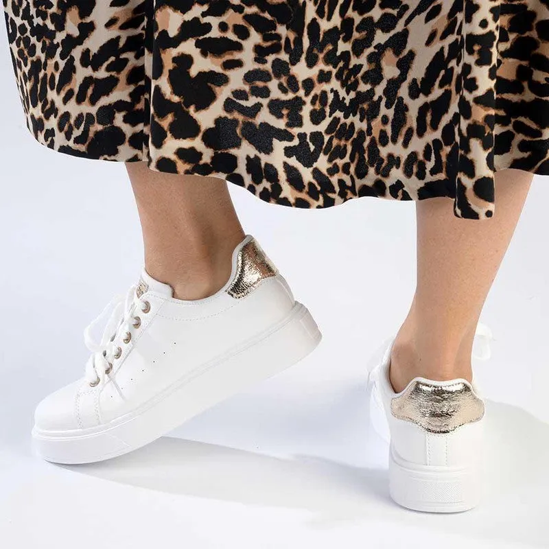 Madison Teagan Fashion Sneaker - White/Gold