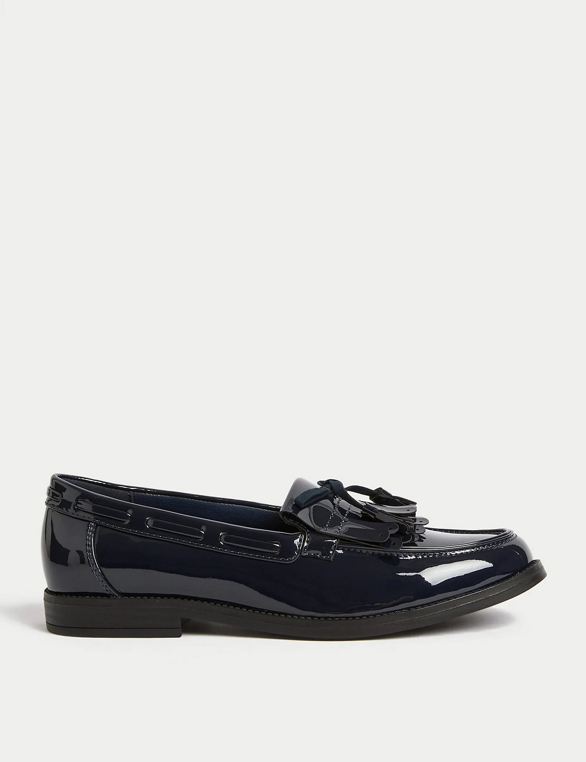 Marks & Spencer Patent Tassel Bow Loafers, Navy