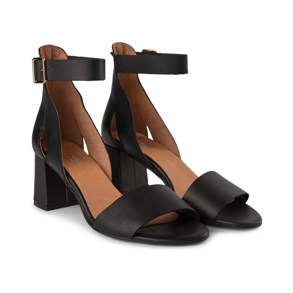 May Leather Heeled Sandal - BLACK