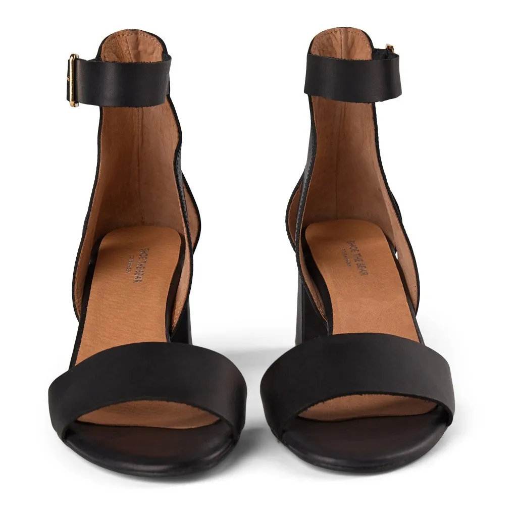 May Leather Heeled Sandal - BLACK