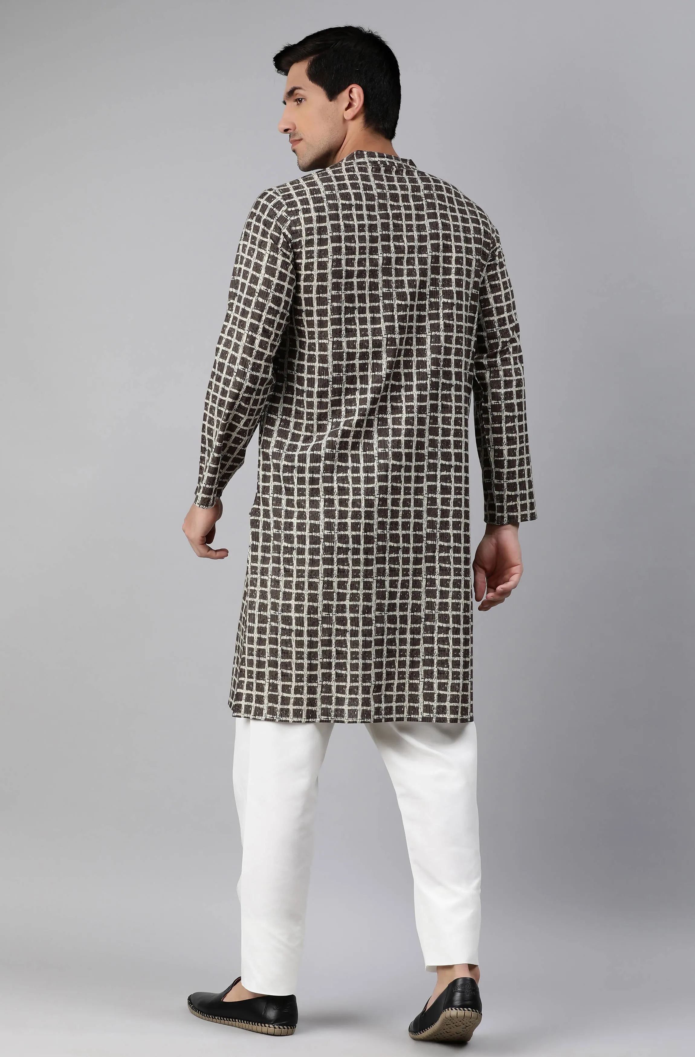 Men's Olive Cotton Kurta - Asyan Fashions