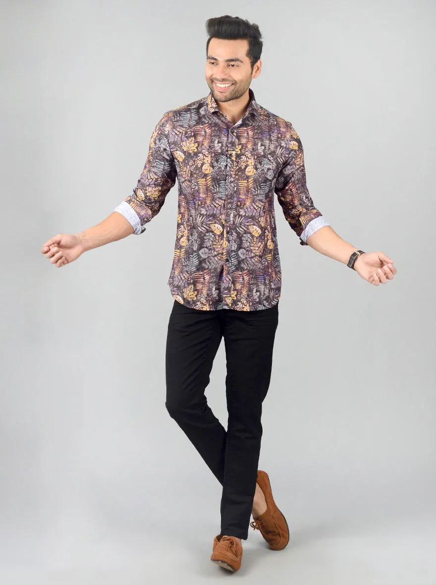 Multicolor Printed Slim Fit Party Wear Shirt | Wyre