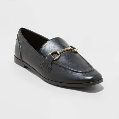 New - Women's Laurel Wide Width Loafer Flats - A New Day Black 8W