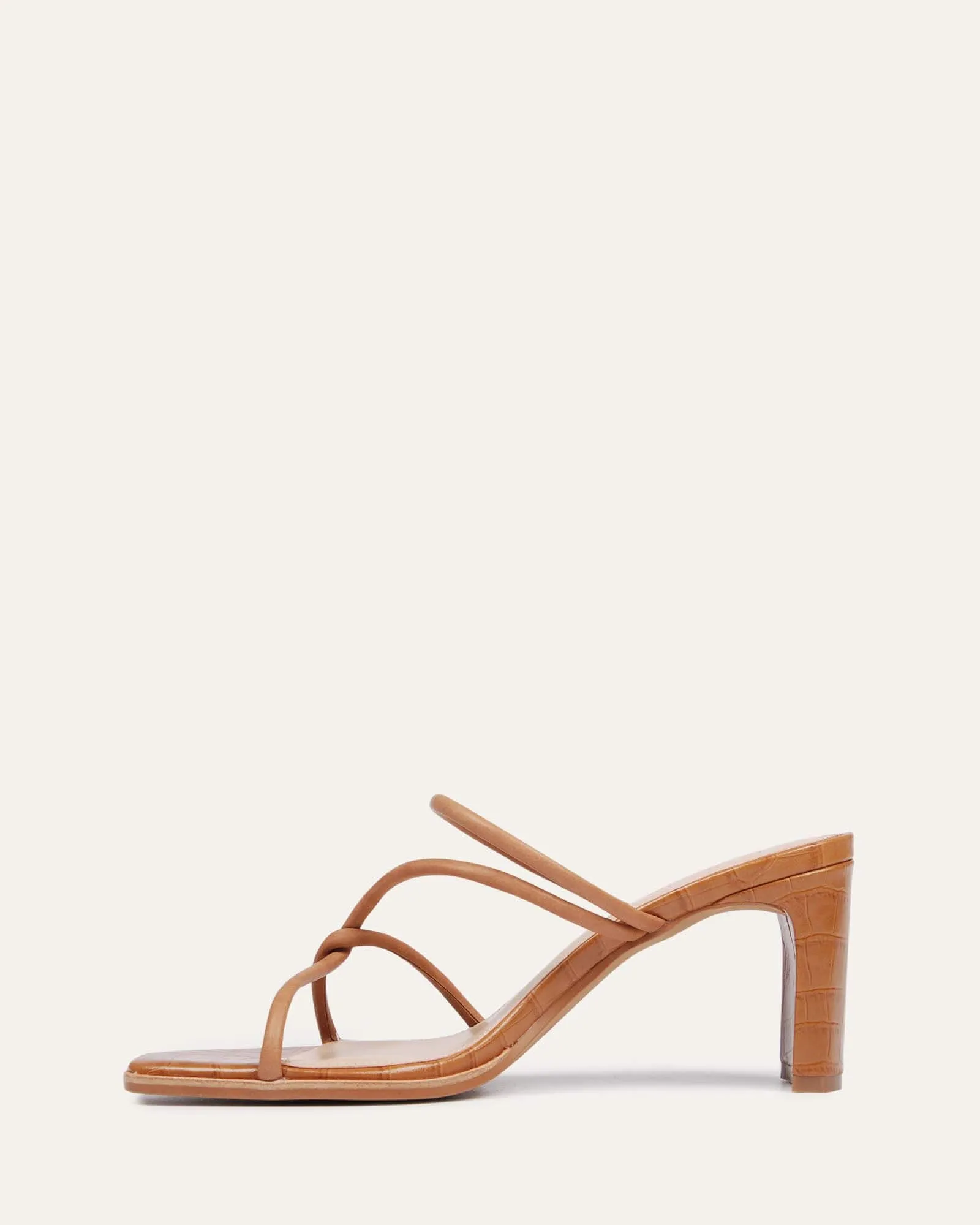 NOVI MID HEEL SANDALS TAN LEATHER