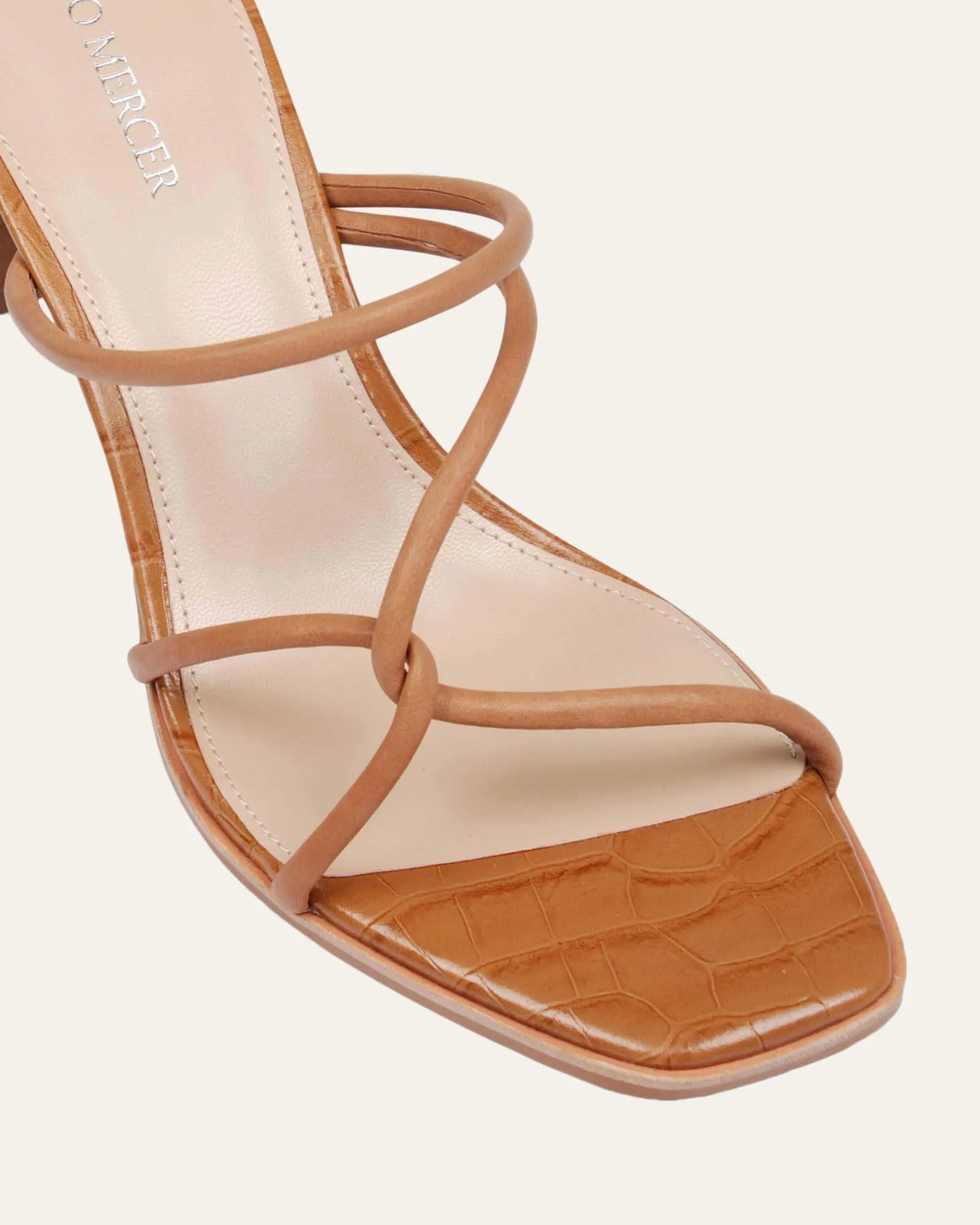 NOVI MID HEEL SANDALS TAN LEATHER