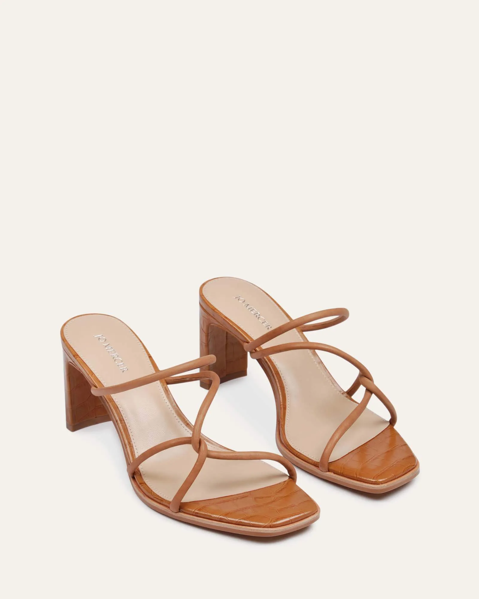 NOVI MID HEEL SANDALS TAN LEATHER